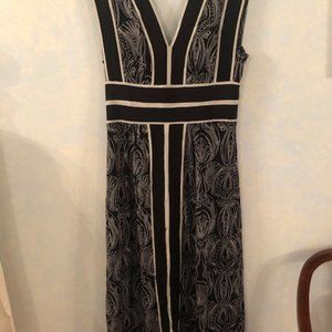 Tracy Reese Ivory on black print summer midi dress